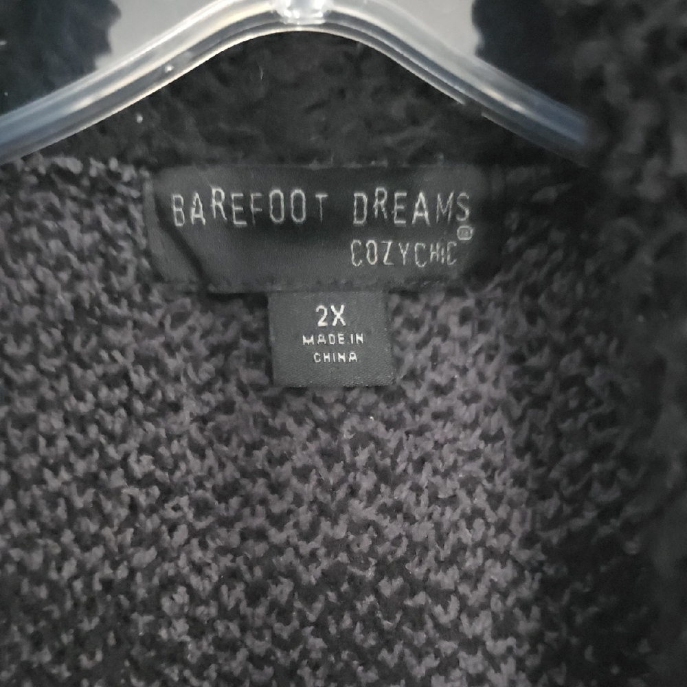 Barefoot Dreams Black and Gray Plaid Teddy Collar Jacket - Picture 2 of 4
